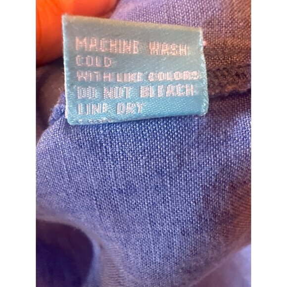 J. McLaughlin WoBlue Linen Button-Down Shirt L Lightweight Casual Long Sleeve - Picture 6 of 7